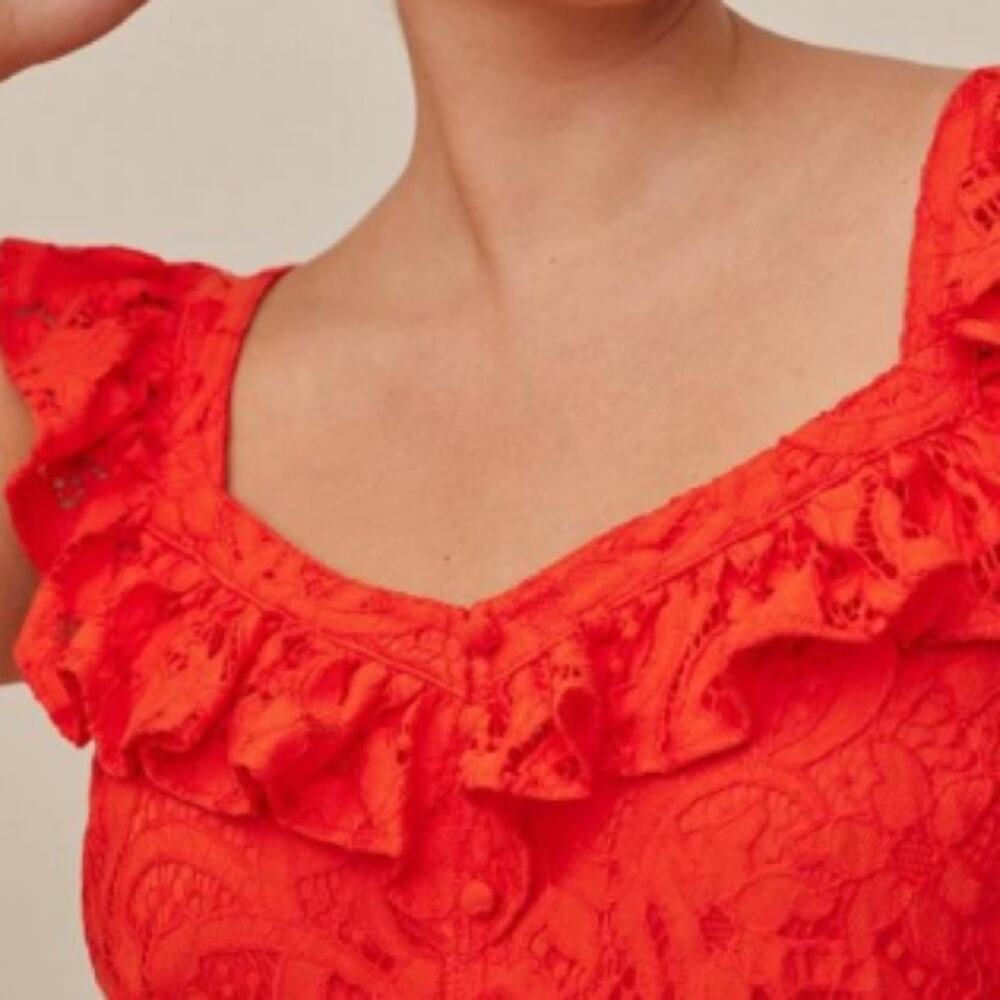 Torrid ORANGE COTTON LACE RUFFLE CAMI - Picture 2 of 9